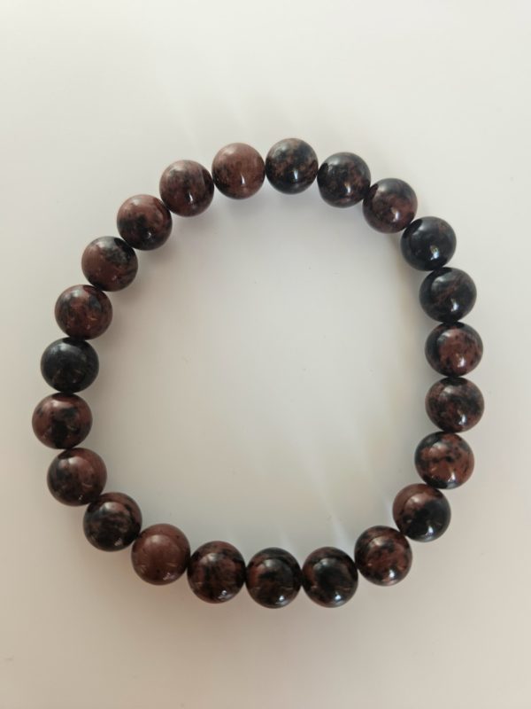 Bracelet obsidienne acajou