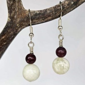 Boucles d’oreilles Jade & Jaspe Mokaïte – Pierres naturelles & Argent 925
