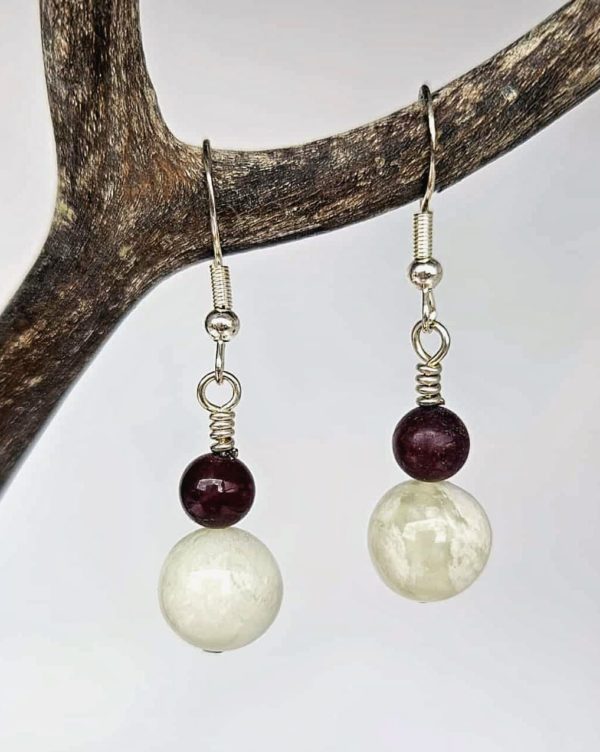 Boucles d’oreilles Jade & Jaspe Mokaïte – Pierres naturelles & Argent 925