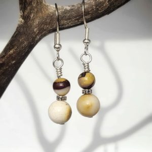 Boucles d’oreilles Jaspe Mokaïte – Pierres naturelles & Argent 925