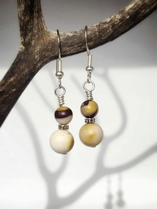 Boucles d’oreilles Jaspe Mokaïte – Pierres naturelles & Argent 925
