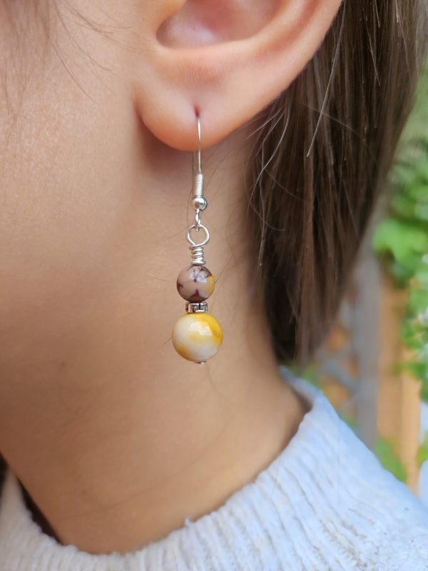 Boucles d’oreilles Jaspe Mokaïte – Pierres naturelles & Argent 925 – Image 2